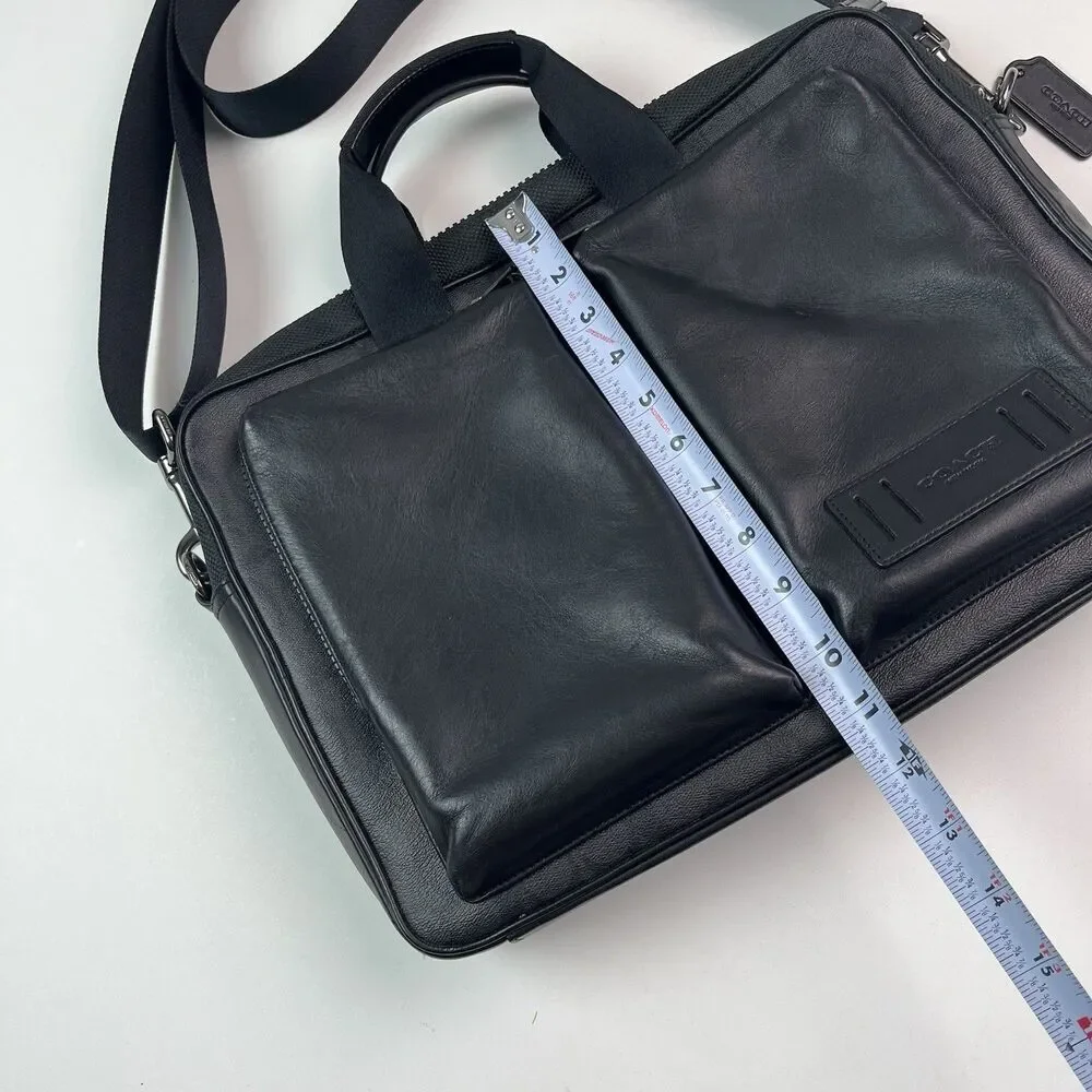COACH Rider Briefcase Crossbody Bag Mens Signature Leather Laptop Office Travel